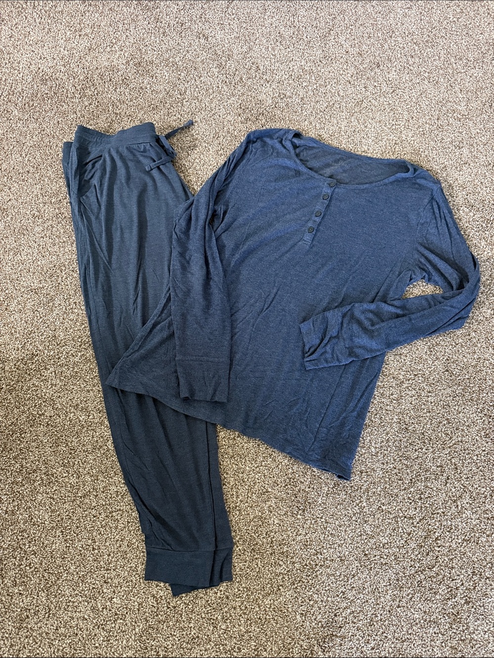 Tommy John Navy Blue Long-Sleeve Henley & Drawstring Jogger Pajama Set